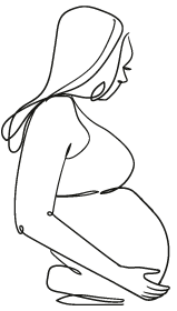 infertility-problems line art of woman holding her stomach illustrating infertility problems